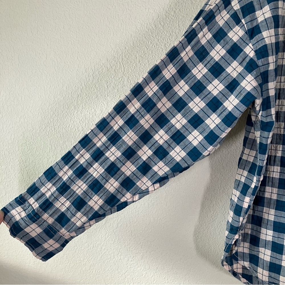 Anthropologie PILCRO Plaid Button Shirt M Floral Boho Cottage Festival Peasant - Picture 4 of 14